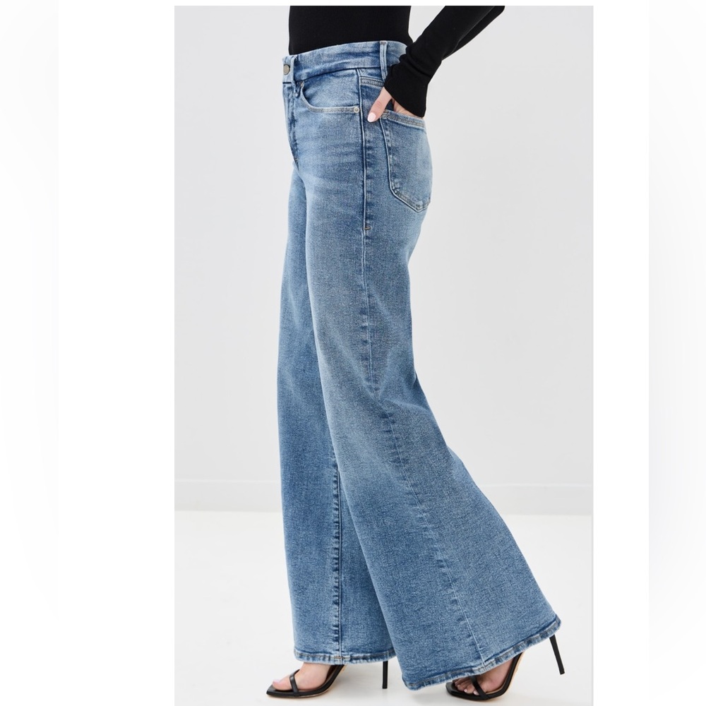 Last 1! NWT Good American Good Waist High Rise Palazzo Jeans - Picture 5 of 16